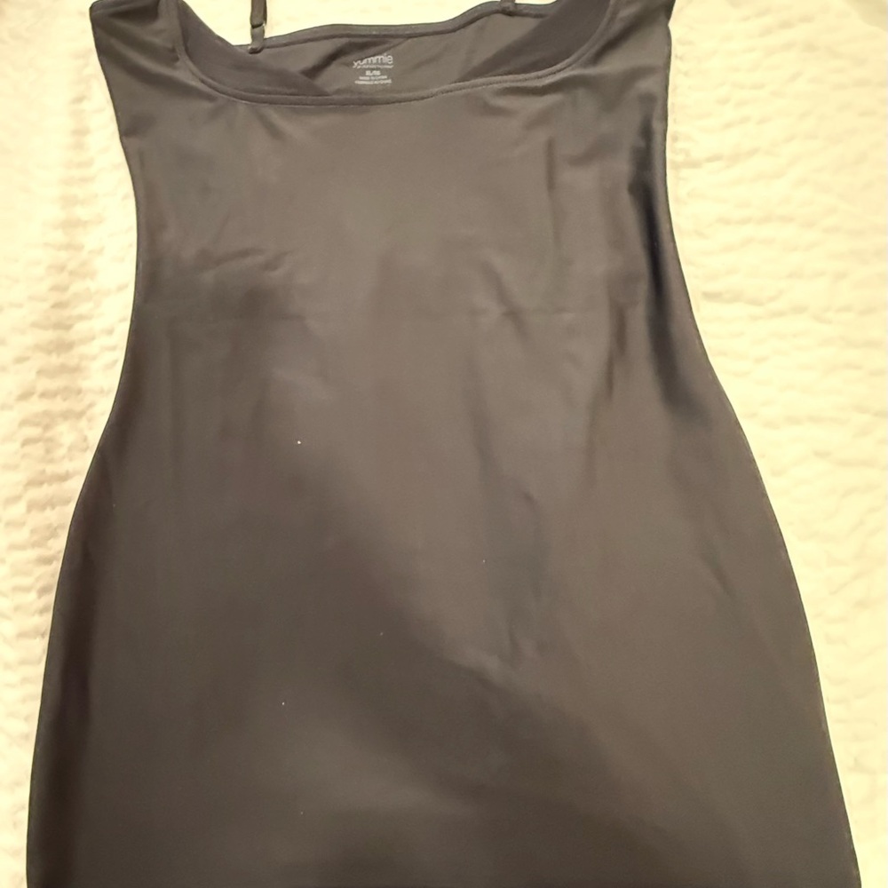 Black shapewear slip with adjustable straps